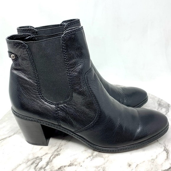 Anne Klein Bunty Black Leather Chelsea Boots 8.5 Classic Preppy Academia Neutral - Picture 2 of 14